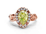 Rose gold Fancy Yellow Pear  Cut Halo Diamond Ring with Scrollwork Band and Four-Prong Setting_72