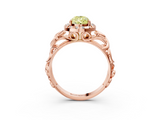 Rose gold Fancy Yellow Pear  Cut Halo Diamond Ring with Scrollwork Band and Four-Prong Setting_75