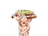 Rose gold Fancy Yellow Pear  Cut Halo Diamond Ring with Scrollwork Band and Four-Prong Setting_77