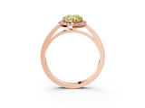 Rose gold Fancy Yellow Pear Cut Halo Diamond Ring with Solitaire Band and Prong Setting_3