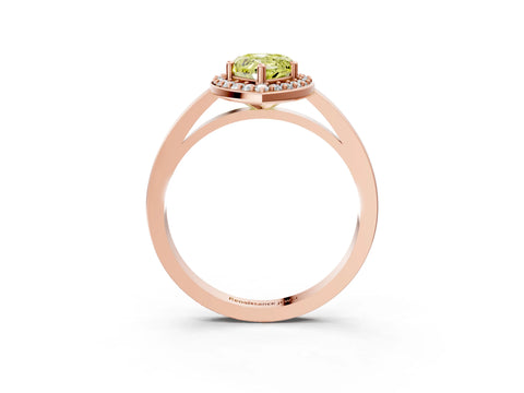 Rose gold Fancy Yellow Pear Cut Halo Diamond Ring with Solitaire Band and Prong Setting_3