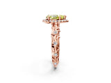 Rose gold Fancy Yellow Pear Cut Halo Diamond Solitaire with Filigree Band and Four-Prong Setting_2