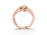 Rose gold Fancy Yellow Pear Cut Halo Diamond Split Shank Ring with Prong Setting_3