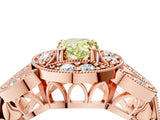 Rose gold Fancy Yellow Pear Cut Halo Milgrain Diamond Engagement Ring with Leaf Band and Four-Prong Setting_4