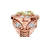 Rose gold Fancy Yellow Pear Cut Halo Milgrain Diamond Engagement Ring with Leaf Band and Four-Prong Setting_5