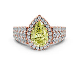 Rose gold Fancy Yellow Pear Cut Halo Pavé Diamond Engagement Ring with Split Shank and Four-Prong Setting_3