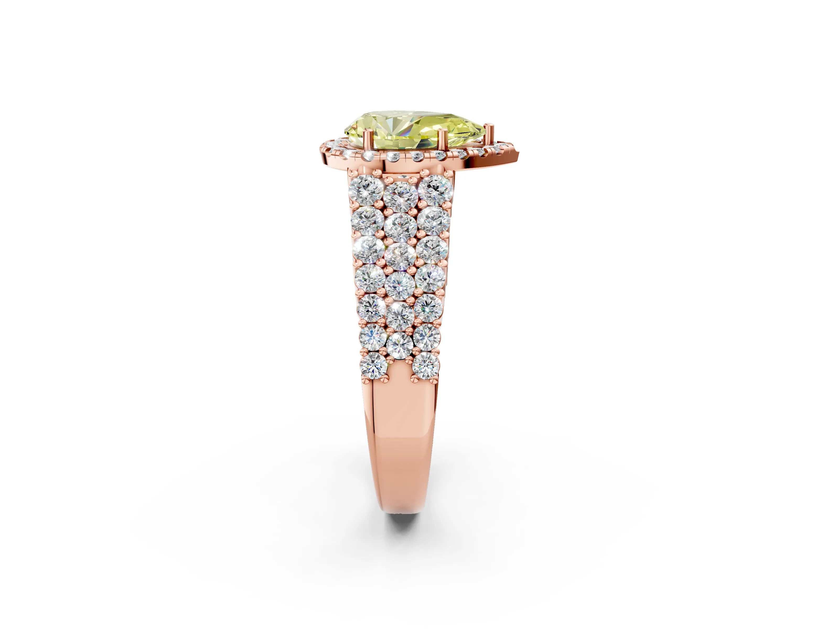 Rose gold Fancy Yellow Pear Cut Halo Pavé Diamond Engagement Ring with Split Shank and Four-Prong Setting_5