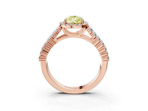Rose gold Fancy Yellow Pear Cut Halo Pavé Diamond Engagement Ring with Split Shank and Four-Prong Setting_6