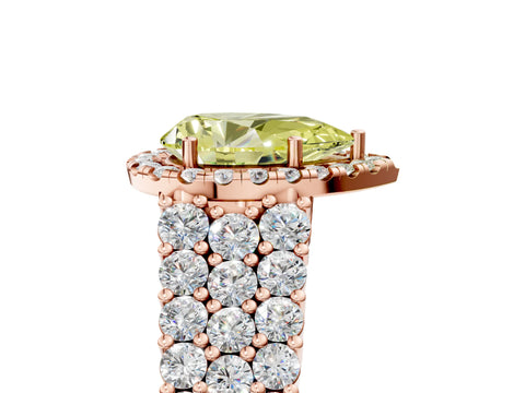 Rose gold Fancy Yellow Pear Cut Halo Pavé Diamond Engagement Ring with Split Shank and Four-Prong Setting_8