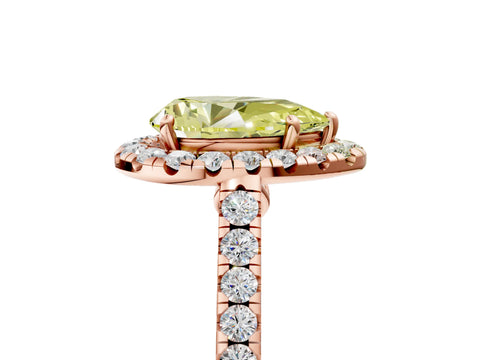 Rose gold Fancy Yellow Pear Cut Halo Pave Diamond Engagement Ring with Four-Prong Setting_5