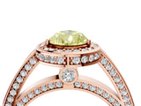 Rose gold Fancy Yellow Pear  Cut Halo Pave Split Shank Prong Setting Ring_41