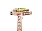 Rose gold Fancy Yellow Pear  Cut Halo Pave Split Shank Prong Setting Ring_42