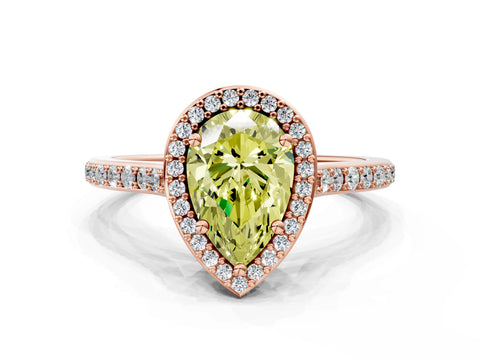 Rose gold Fancy Yellow Pear Cut Halo Round Diamond Pavé Band with Four-Prong Setting_3