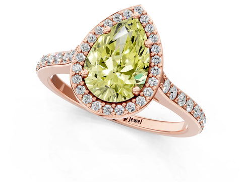 Rose gold Fancy Yellow Pear Cut Halo Round Diamond Pavé Band with Four-Prong Setting_4