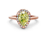 Rose gold Fancy Yellow Pear Cut Halo Round Diamond Solitaire Engagement Ring with Pave Band and Four-Prong Setting_12