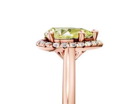Rose gold Fancy Yellow Pear Cut Halo Round Diamond Solitaire Engagement Ring with Pave Band and Four-Prong Setting_17