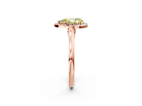 Rose gold Fancy Yellow Pear Cut Halo Round Diamond Solitaire Ring with Pavé Band and Four-Prong Setting_14