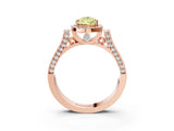 Rose gold Fancy Yellow Pear Cut Halo Round Diamond Twist Band with Four-Prong Setting_3
