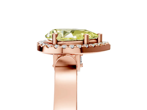 Rose gold Fancy Yellow Pear Cut Halo Round Diamond Twist Band with Four-Prong Setting_5