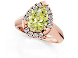 Rose gold Fancy Yellow Pear  Cut Halo Solitaire Engagement Ring with Square Band and Four-Prong Setting_67