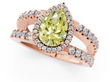Rose gold Fancy Yellow Pear  Cut Halo Split Shank Diamond Ring with Four-Prong Setting_46