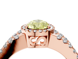 Rose gold Fancy Yellow Pear  Cut Halo Split Shank Diamond Ring with Four-Prong Setting_49