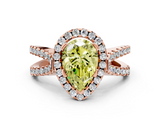 Rose gold Fancy Yellow Pear  Cut Halo Split Shank Pave Set Ring_62