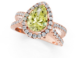 Rose gold Fancy Yellow Pear  Cut Halo Split Shank Pave Set Ring_63
