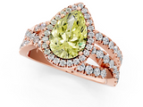 Rose gold Fancy Yellow Pear  Cut Halo Split Shank Prong Setting Ring_62