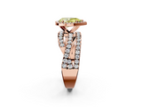 Rose gold Fancy Yellow Pear  Cut Halo Split Shank Prong Setting Ring_63
