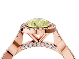 Rose gold Fancy Yellow Pear Cut Halo Twist Band with Four-Prong Setting_16