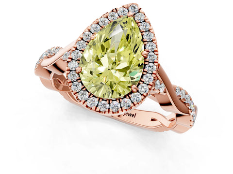 Rose gold Fancy Yellow Pear Cut Halo Twist Band with Four-Prong Setting_1