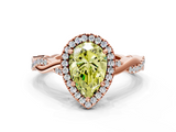 Rose gold Fancy Yellow Pear  Cut Halo Twisted Band Four-Prong Ring_20