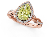 Rose gold Fancy Yellow Pear  Cut Halo Twisted Band Four-Prong Ring_21