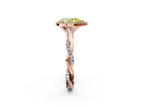 Rose gold Fancy Yellow Pear  Cut Halo Twisted Band Four-Prong Ring_22