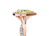 Rose gold Fancy Yellow Pear  Cut Halo Twisted Band Four-Prong Ring_25