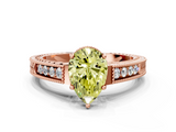 Rose gold Fancy Yellow Pear  Cut Milgrain Channel Set Engagement Ring with Solitaire Prong Setting_48