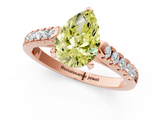Rose gold Fancy Yellow Pear  Cut Pavé Band Solitaire Ring with Four-Prong Setting_57