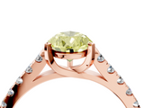 Rose gold Fancy Yellow Pear  Cut Pavé Band Solitaire Ring with Four-Prong Setting_60