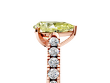 Rose gold Fancy Yellow Pear  Cut Pavé Band Solitaire Ring with Four-Prong Setting_61