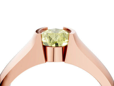 Rose gold Fancy Yellow Pear Cut Solitaire Bezel Set Diamond Ring with Wide Band_4