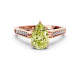 Rose gold Fancy Yellow Pear Cut Solitaire Cathedral Diamond Engagement Ring with Channel-Set Band and Four-Prong Setting_3