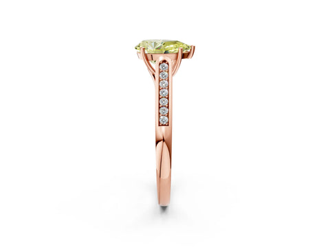 Rose gold Fancy Yellow Pear Cut Solitaire Cathedral Diamond Engagement Ring with Channel-Set Band and Four-Prong Setting_5