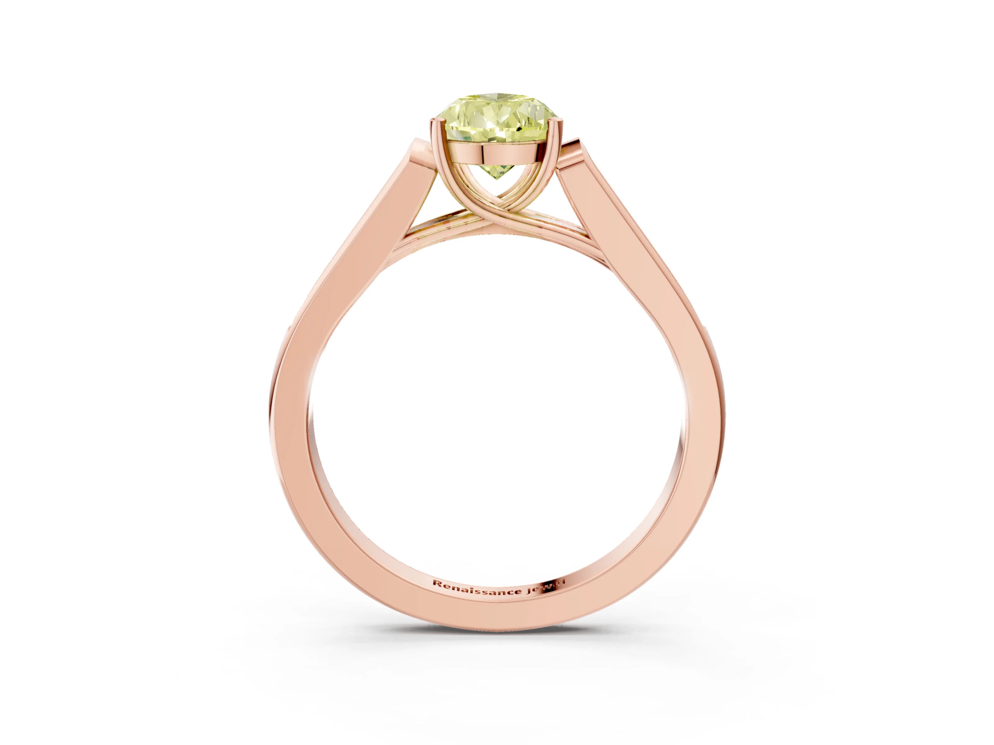 Rose gold Fancy Yellow Pear Cut Solitaire Cathedral Diamond Engagement Ring with Channel-Set Band and Four-Prong Setting_6