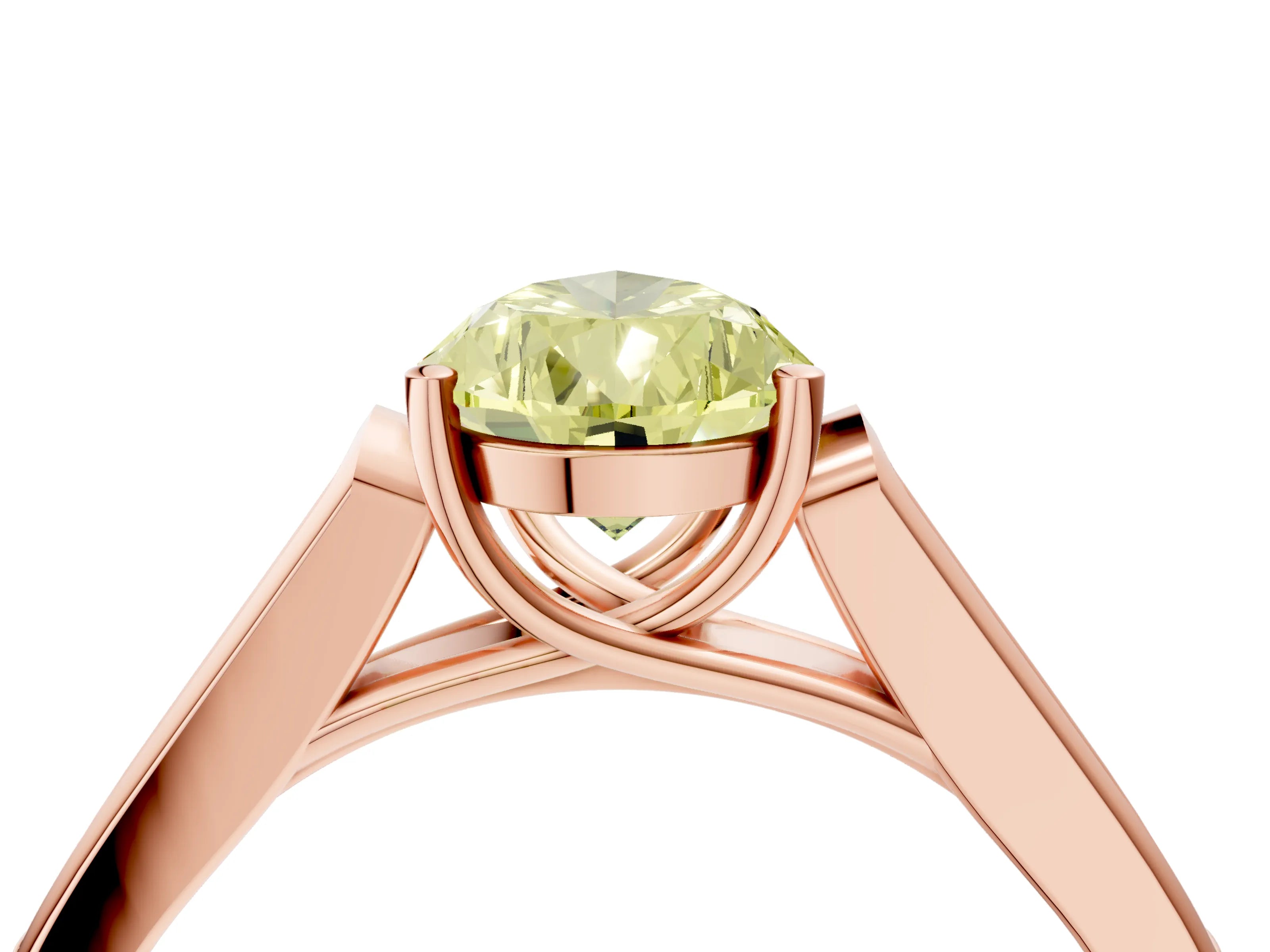 Rose gold Fancy Yellow Pear Cut Solitaire Cathedral Diamond Engagement Ring with Channel-Set Band and Four-Prong Setting_7