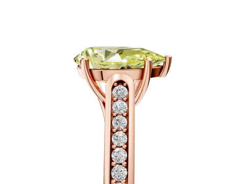 Rose gold Fancy Yellow Pear Cut Solitaire Cathedral Diamond Engagement Ring with Channel-Set Band and Four-Prong Setting_8