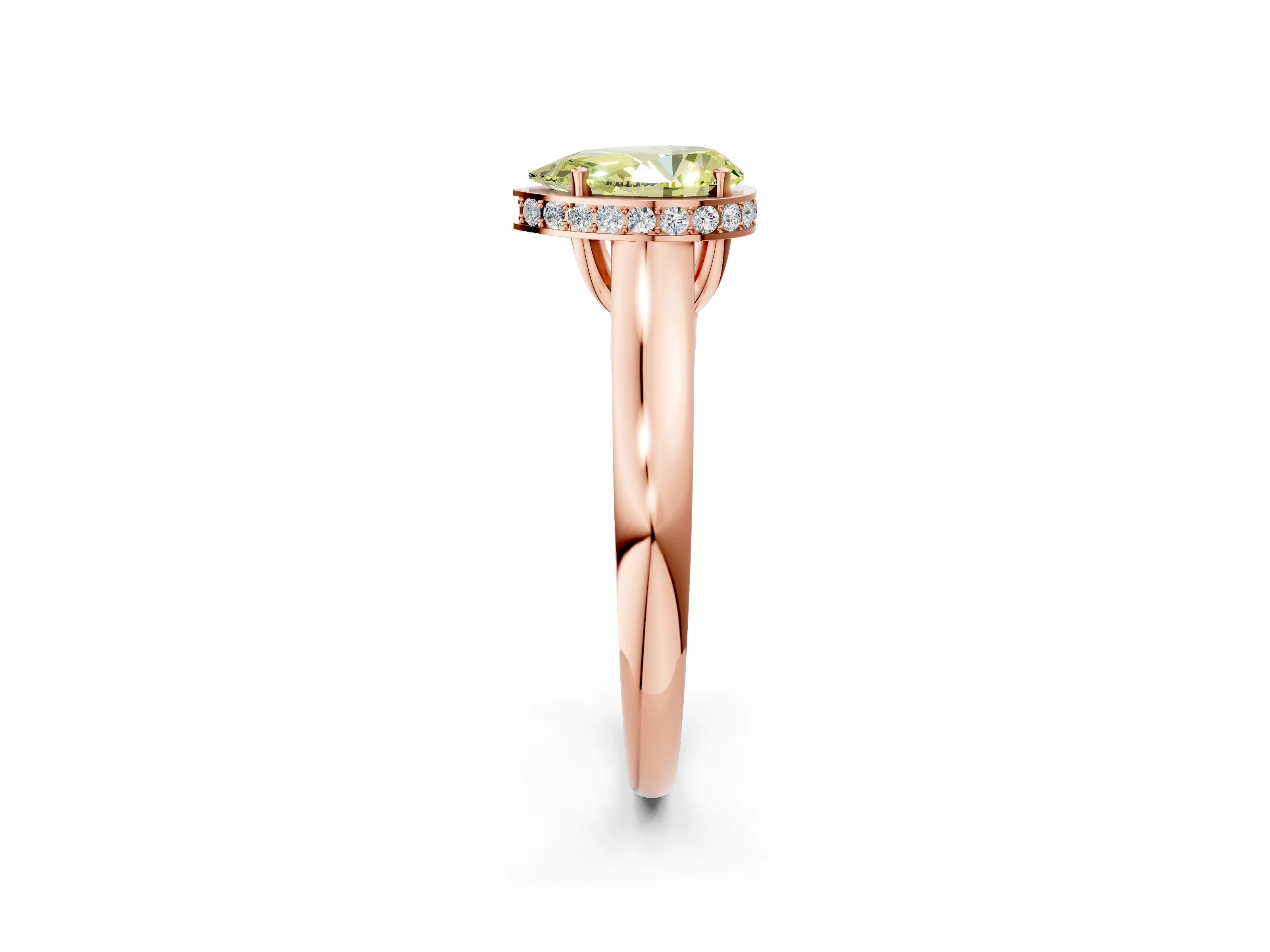 Rose gold Fancy Yellow Pear Cut Solitaire Diamond Engagement Ring with Four-Prong Setting and Tapered Band_2