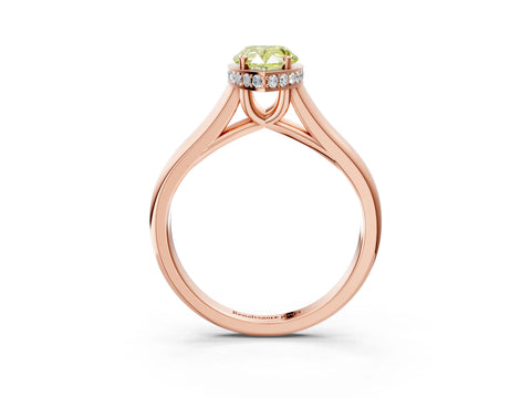 Rose gold Fancy Yellow Pear Cut Solitaire Diamond Engagement Ring with Four-Prong Setting and Tapered Band_3