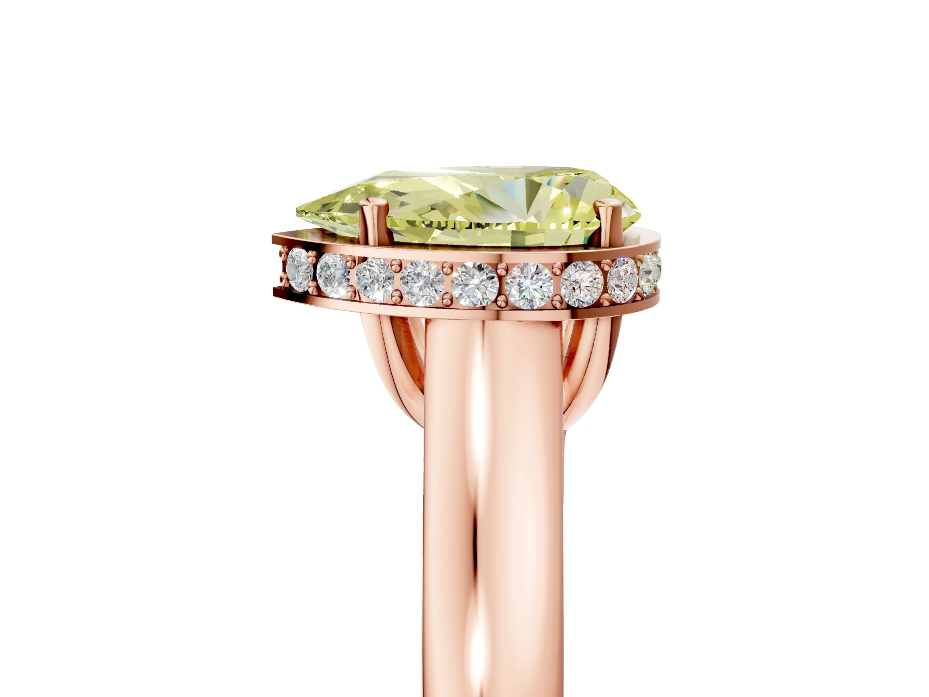 Rose gold Fancy Yellow Pear Cut Solitaire Diamond Engagement Ring with Four-Prong Setting and Tapered Band_5
