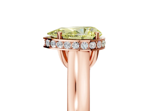 Rose gold Fancy Yellow Pear Cut Solitaire Diamond Engagement Ring with Four-Prong Setting and Tapered Band_5